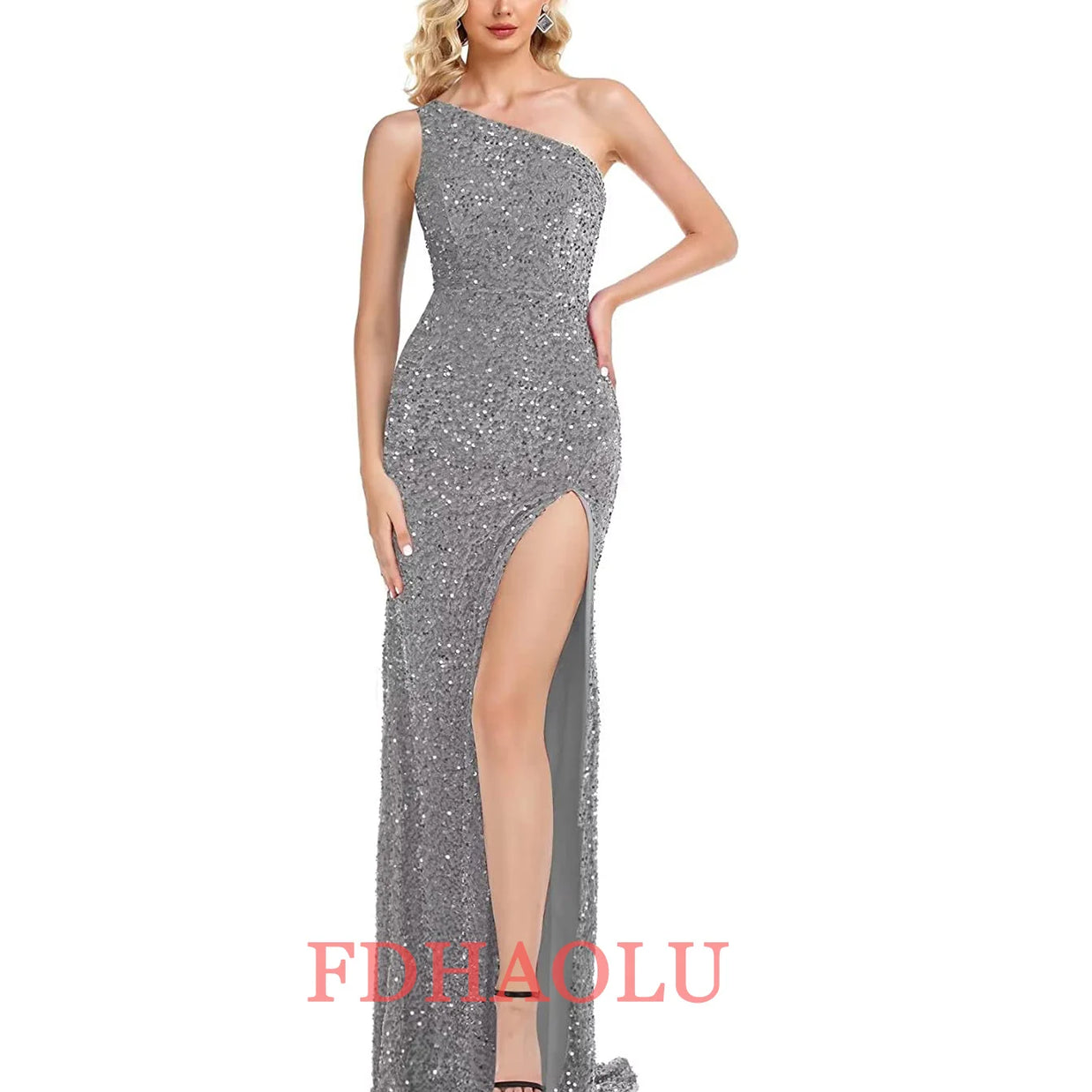 One-Shoulder Sleeveless Sweep Dresses