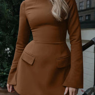 Waist-Cinched Midi Dress for Fall & Winter
