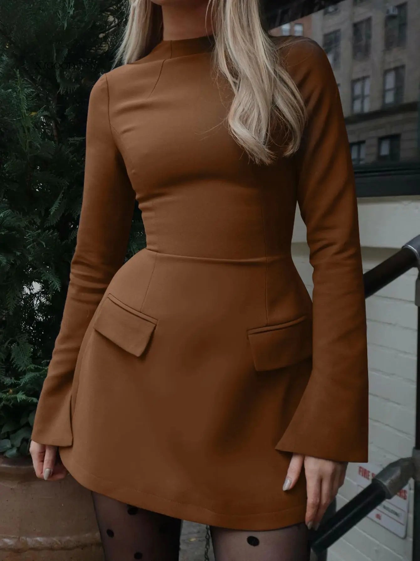 Waist-Cinched Midi Dress for Fall & Winter
