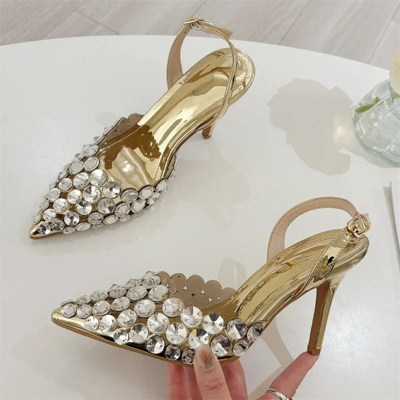 Eilyken Crystal PVC Transparent Pointed Toe Heels Shoes
