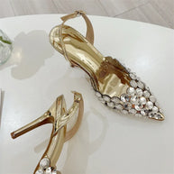 Eilyken Crystal PVC Transparent Pointed Toe Heels Shoes