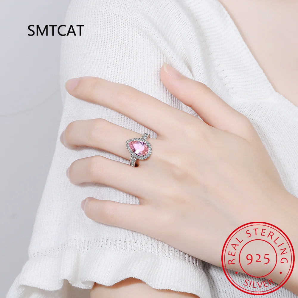 Halo Pear Moissanite Triple Row Pave Engagement Ring