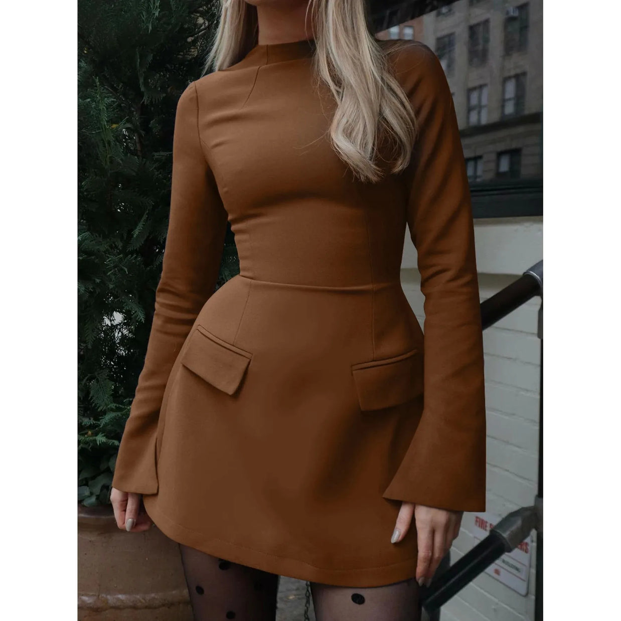 Waist-Cinched Midi Dress for Fall & Winter