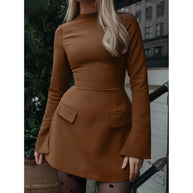 Waist-Cinched Midi Dress for Fall & Winter