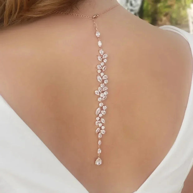 Leaf Bridal Back Chain Necklace