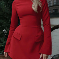 Waist-Cinched Midi Dress for Fall & Winter
