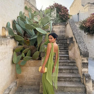 Satin Backless Square-Neck Party Dress