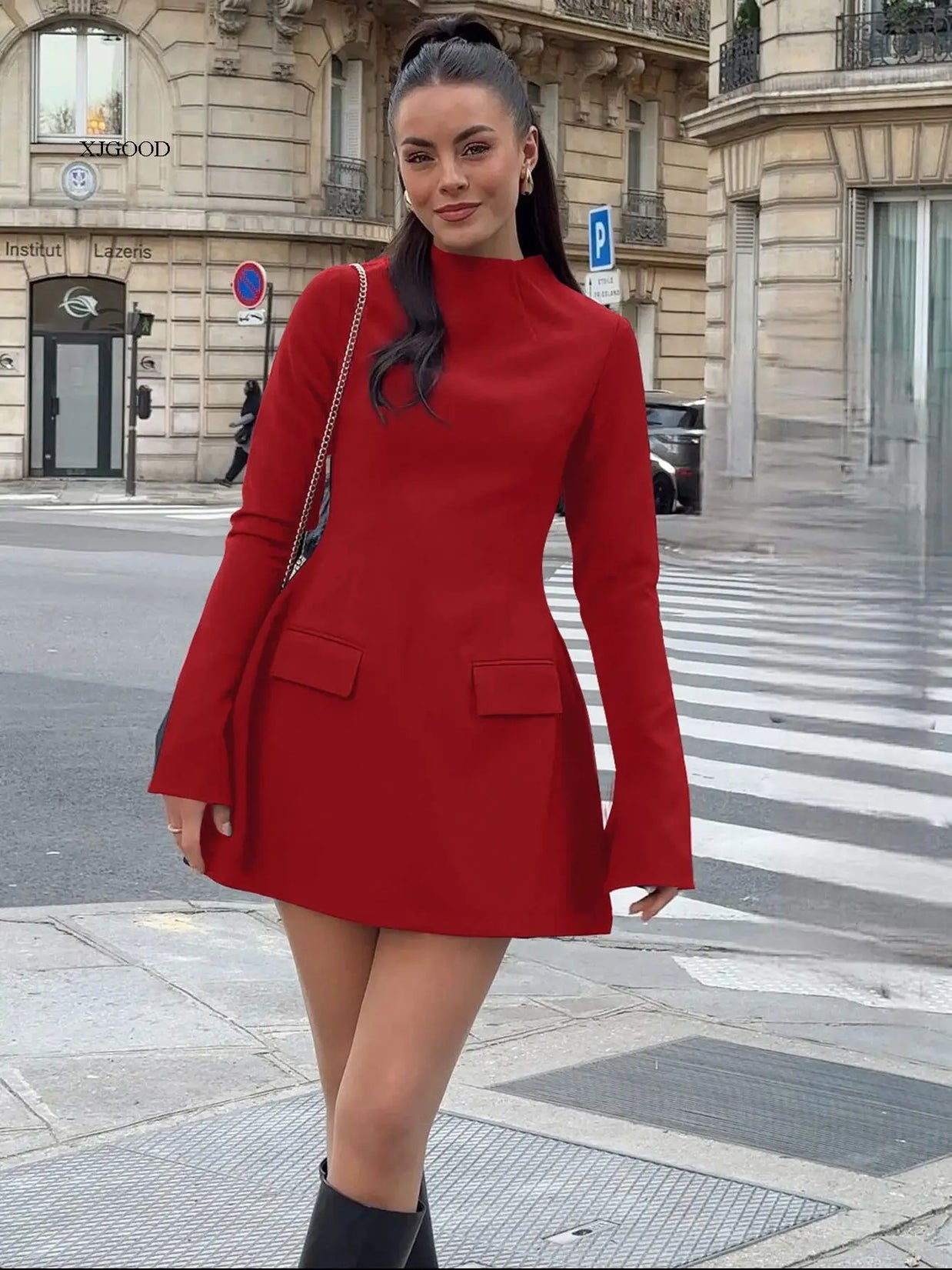 Waist-Cinched Midi Dress for Fall & Winter