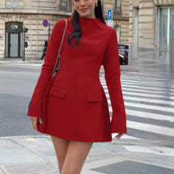 Waist-Cinched Midi Dress for Fall & Winter