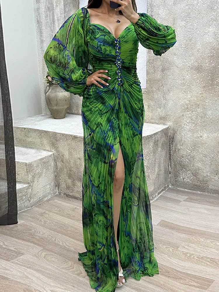 V-Neck Sexy Split Maxi Dress