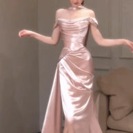 Pink One-Shoulder Evening Gown