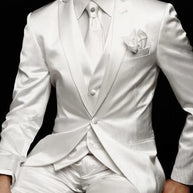 Men’s 3-Piece White Satin Wedding Suit