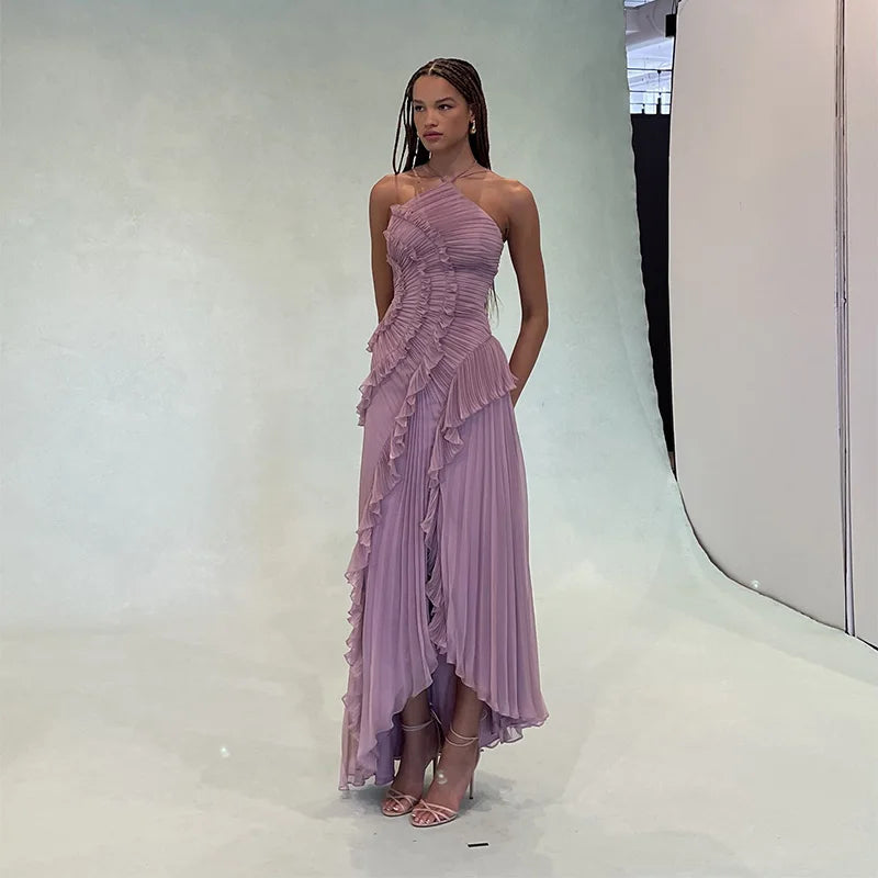 Elegant Lotus Edge Maxi Dress